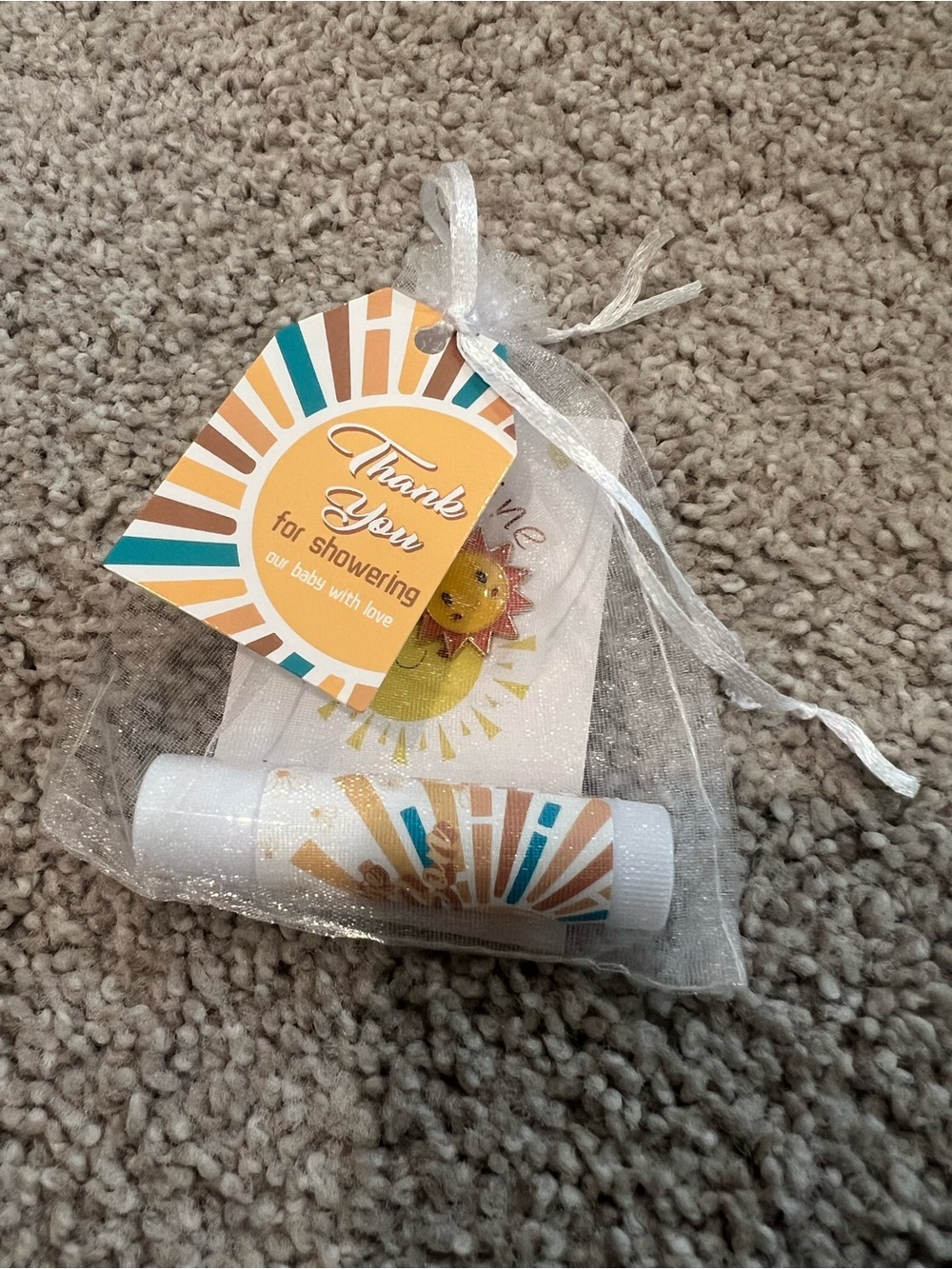 Baby Shower Thank You Favor Lip Balm - Yellow Sun Design